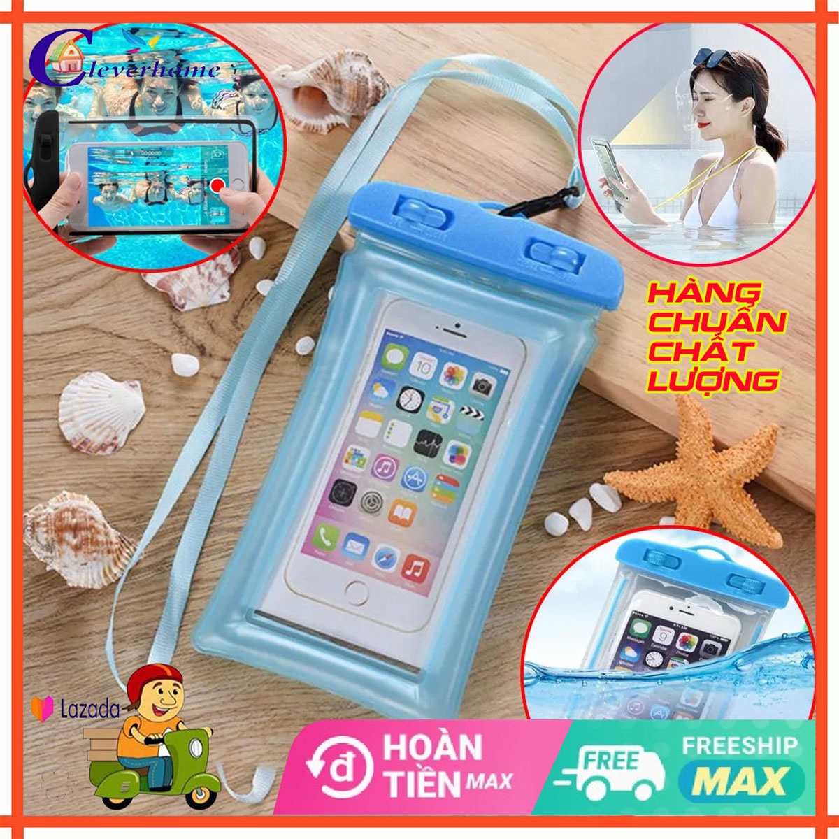 Túi đựng điện thoại trong suốt chống thấm nước tiện lợi cao cấp khi đi bơi đi mưa - Túi điện thoại chống nước đi biển đi du lịch tiện lợi có kèm dây đeo - kính đi biển, kính đi biển nữ, kính đi biển nam - váy đi biển