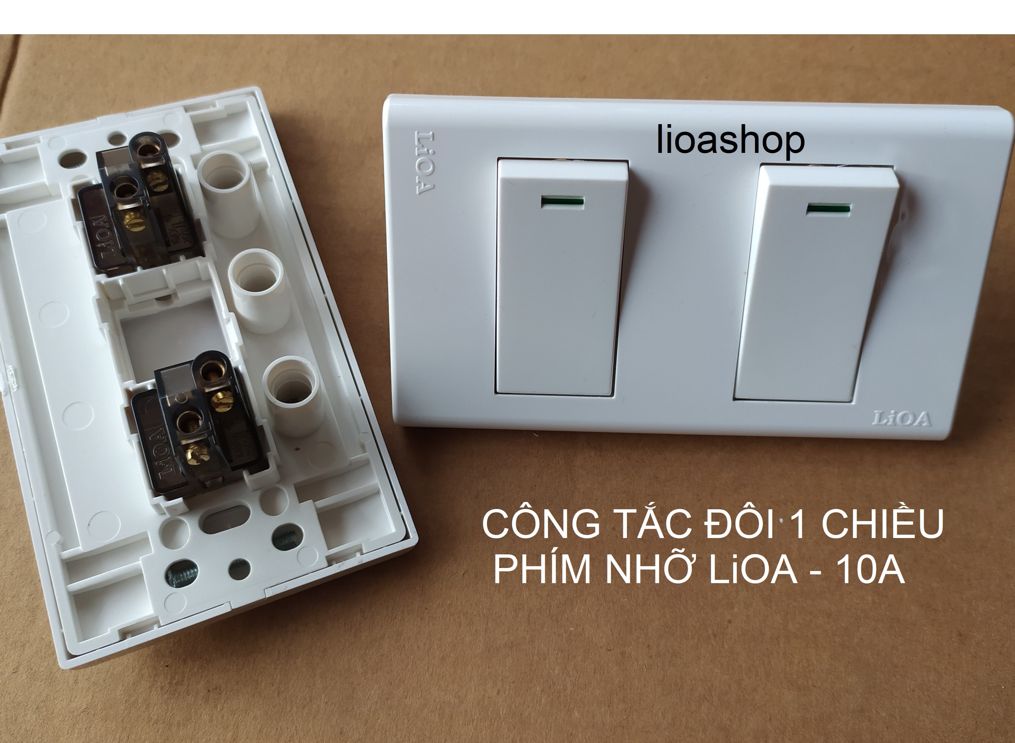 Công tắc đôi 1 chiều và 2 chiều lioa phím nhỡ