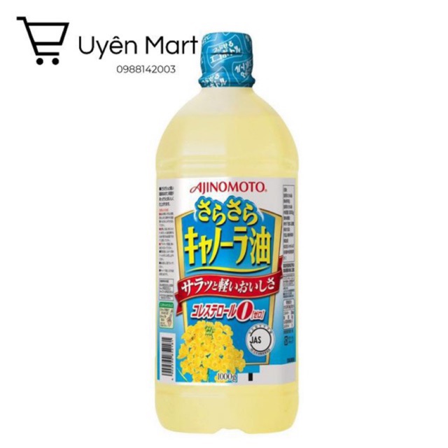(Date 8/2022) Dầu ăn hoa cải Ajinomoto nội địa Nhật chai 1L, sản phẩm tốt, chất lượng cao, cam kết như hình, độ bền cao