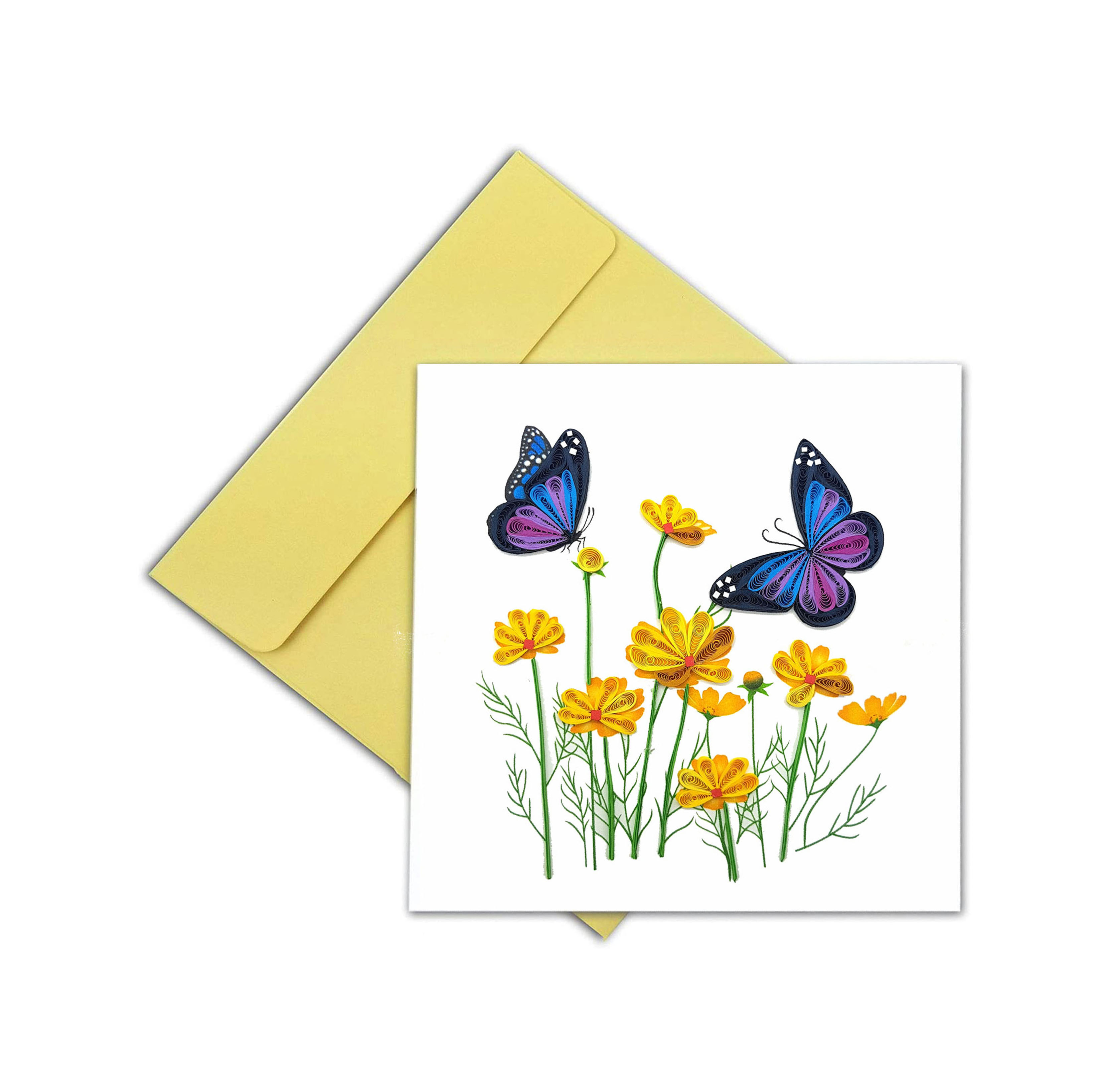 Thiệp 3D hoa cúc và bươm bướm tặng sinh nhật, Thiệp Happy Birthday , Thiệp giấy xoắn Quilling Card, Handmade LAMI, 15