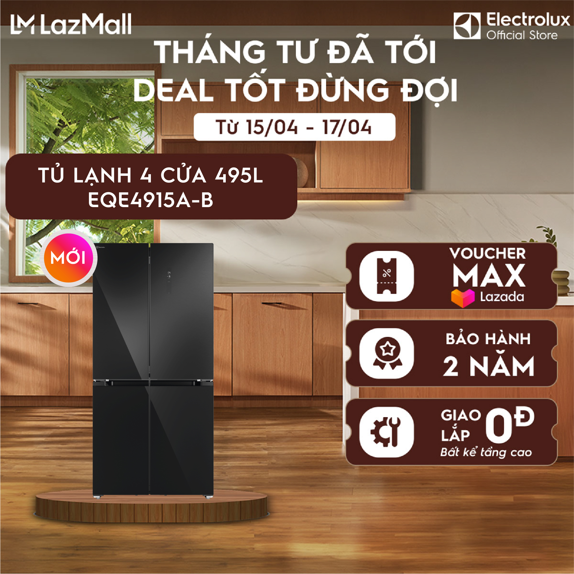 Tủ lạnh Electrolux 4 cánh Series 800 495L - EQE4915A-B