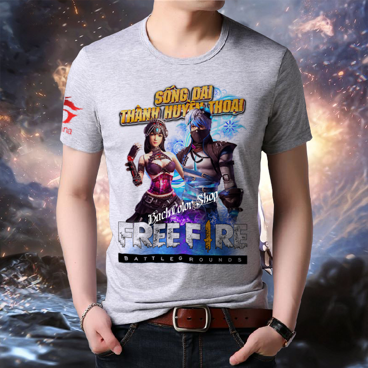 Áo Thun Free Fire Bê Cốt  Màu Xám