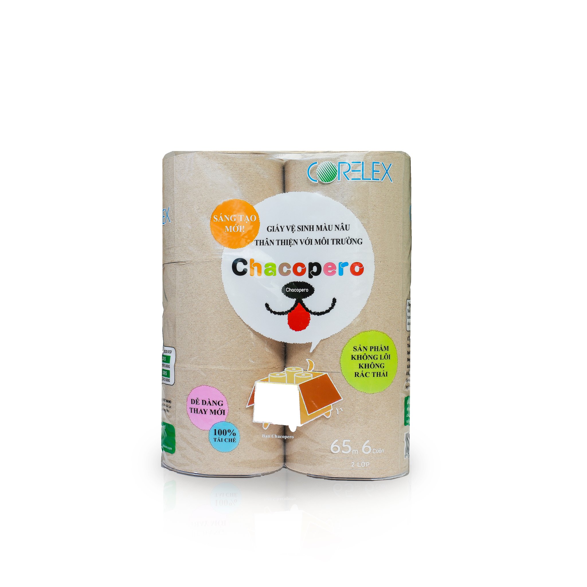 10 lốc giấy vệ sinh chacopero không lõi, không gây nghẹt bồn cầu, tiết kiệm 6 cuộn/lốc