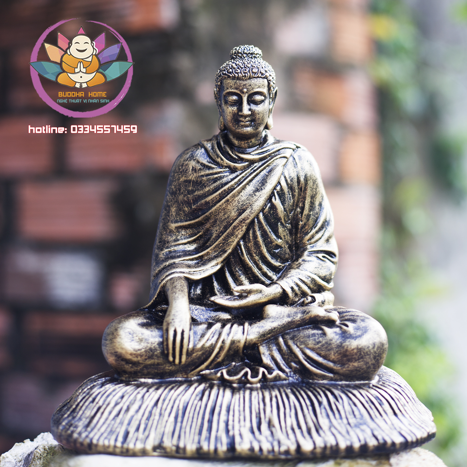 Tượng  Bổn Sư Thích Ca cao 21 cm trang trí hồ cá, thuỷ sinh, tiểu cảnh, bán cạn, terrarium