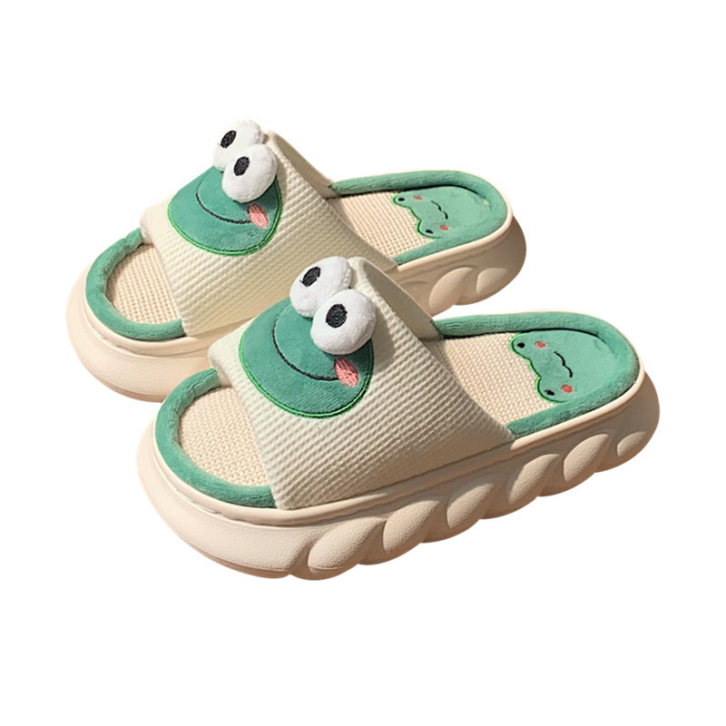 Dép nữ, dép hình ếch cute, dép vải mềm, đế độn 4p new