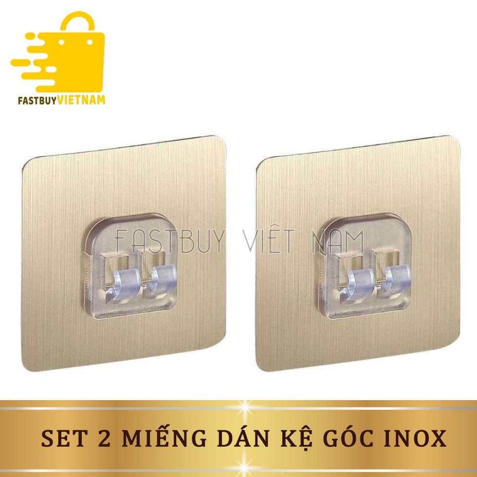 Combo 2 miếng dán đơn kệ góc inox 304 treo gắn góc tường tiện lợi