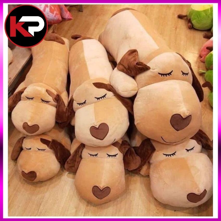 Gấu Bông Chó Mũi Tim Cute Khổng Lồ kích thước 1m,70cm và 45cm ,Thú Nhồi Bông Chó Dài Chó Mắt Ngủ Cao Cấp Siêu Mềm Mịn Dễ Thương