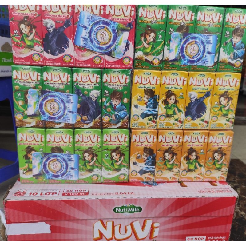 Lốc 4 hộp 180ml Sữa Nuvi Nutifood vị socola/ cam/ dâu/ đào táo/ trái cây/ lúa mạch có thạch