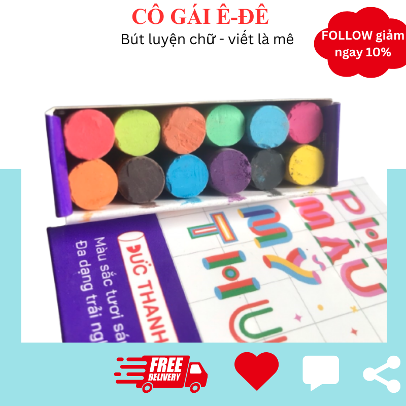 Phấn màu Đức Thanh vẽ bảng, phấn 12 màu vẽ bảng Đức Thanh, phấn màu vẽ trang trí bảng đẹp