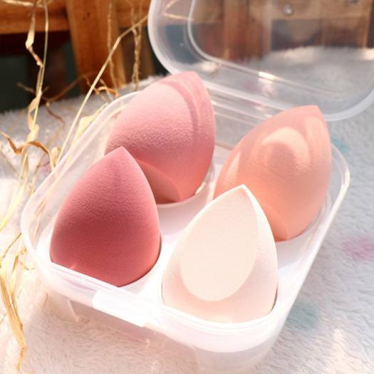 Bông mút tán phấn trang điểm hộp 4 cái màu pastel