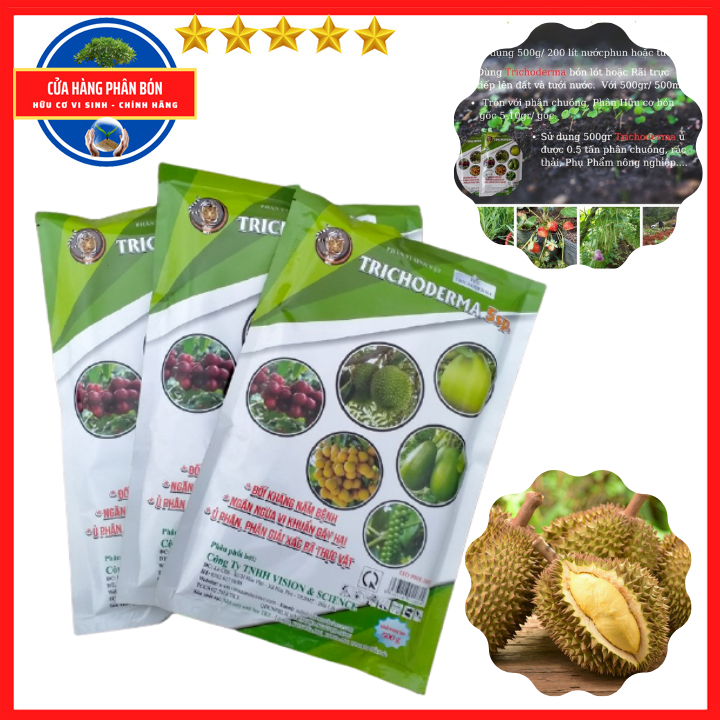 Trichoderma 5sp: loại tốt- bột hòa tan - nấm đối kháng phòng trừ nấm bệnh gói 500gr