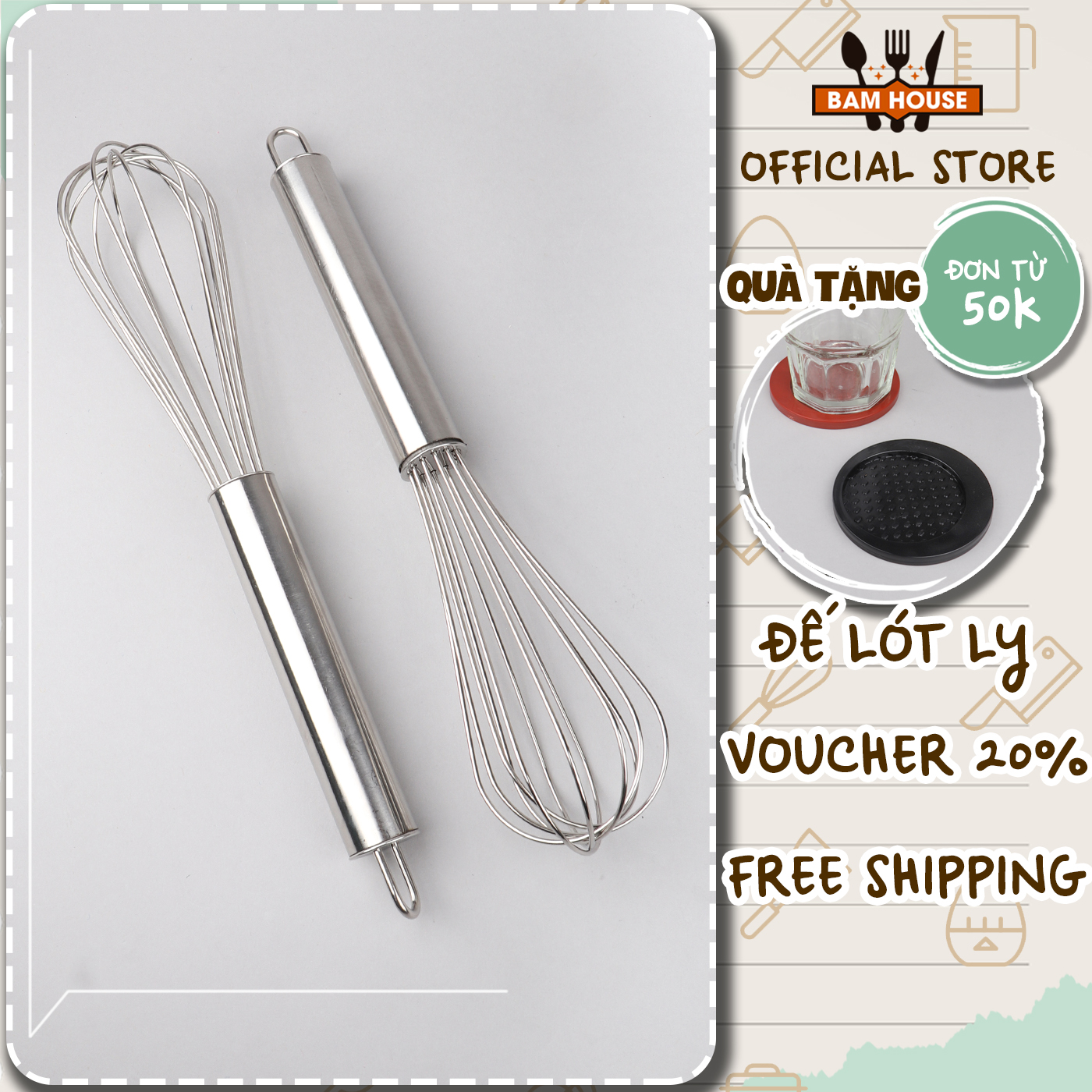 [HCM]Dụng cụ đánh trứng và tán bột inox Bam House cao cấp CDT01 - Super Đơn