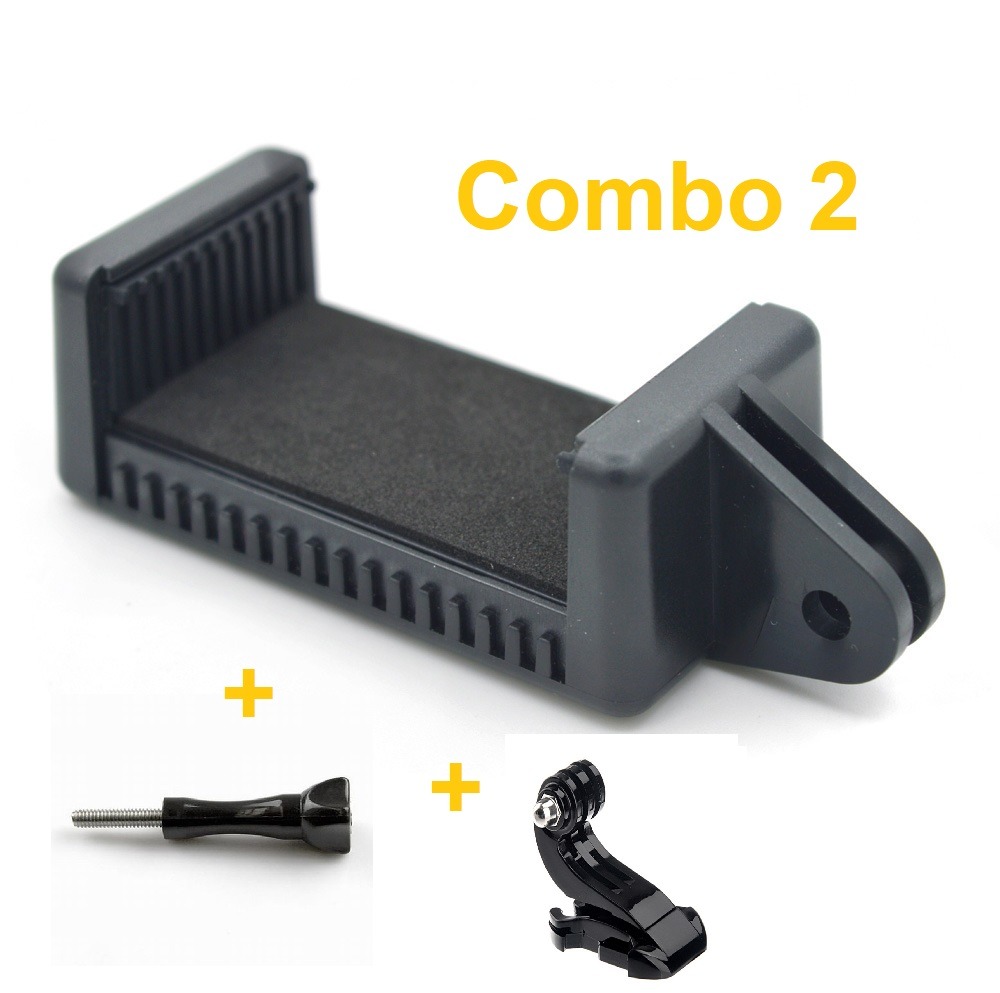 Combo Đầu kẹp điện thoại mới dùng gắn mount camera hành trình + phụ kiện camera hành trình - Đen