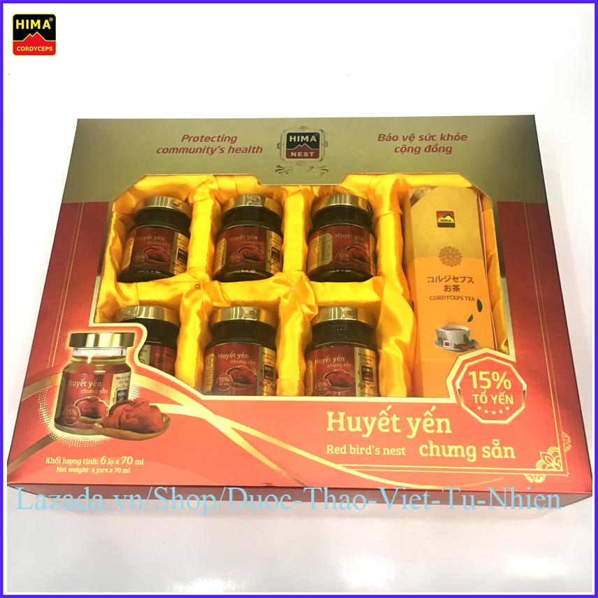 Hộp Huyết yến chưng sẵn HIMA Nest (70ml x 6 lọ) TẶNG Trà Olong ĐTHT (2g x 6 gói).