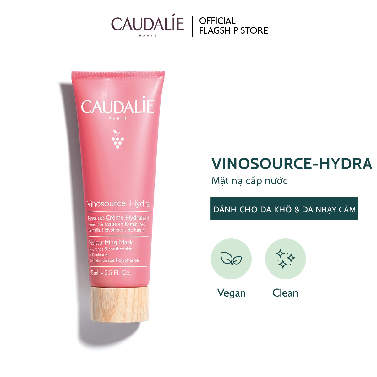 Mặt nạ cấp nước làm dịu da Caudalie Vinosource-Hydra 75ml - Thương hiệu mỹ phẩm cao cấp từ Pháp