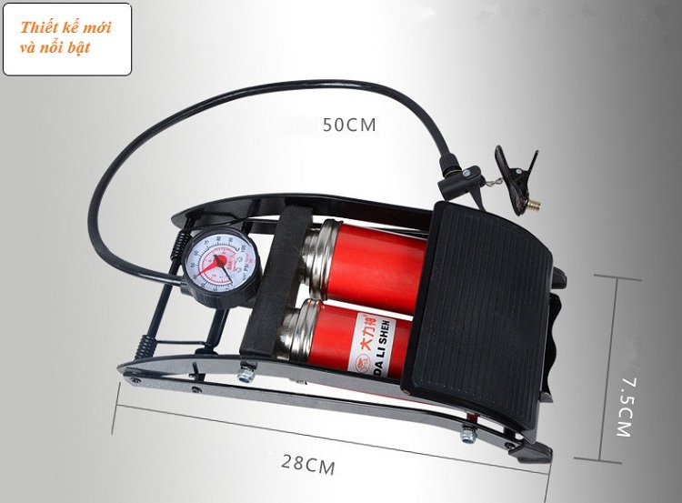 Bơm đạp chân 2 ống CC-100A - Bơm hơi đạp chân xe máy ô tô - ống bơm đạp chân trợ lực