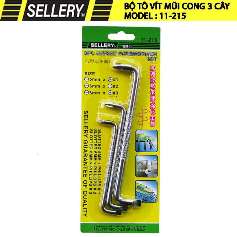 Bộ tô vít mũi cong 3 cây sellery 11-215