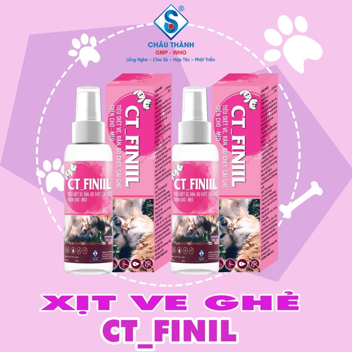 Xịt ve rận chó mèo, bọ chét, phòng ghẻ nấm CT_FINIIL 100ml