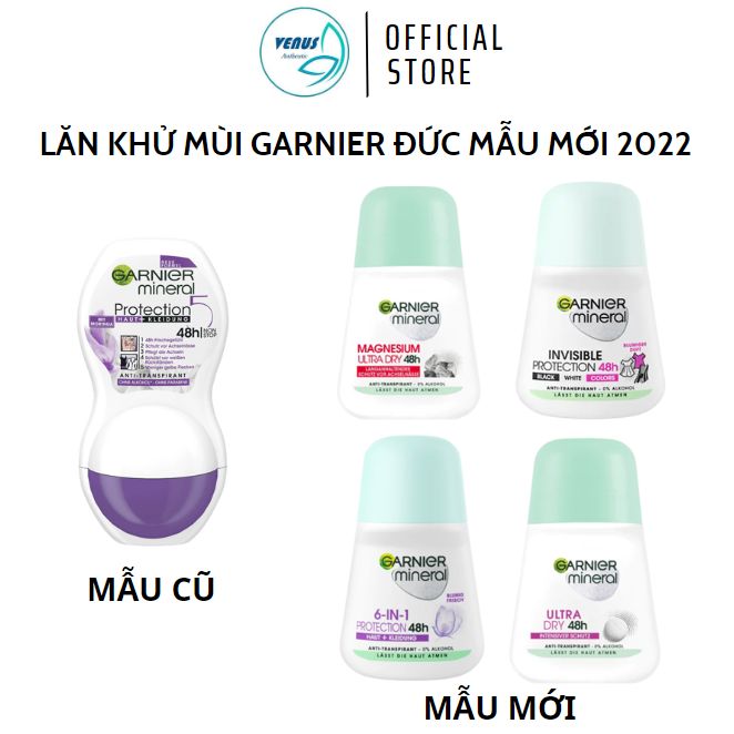Lăn khử mùi Garnier Mineral trắng da diệt khuẩn Garnier 48H 50ml - Hàng chính hãng Đức