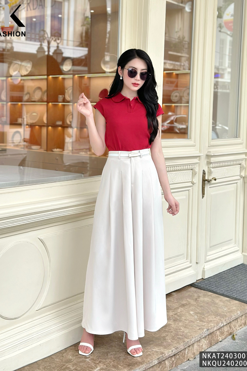 Quần Ống Rộng Nữ Giả Váy NK FASHION Công Sở Nữ Lưng Cao Dáng Suông Cao Cấp, Vải Nhập Hàn Mềm Mát NKQU2402001