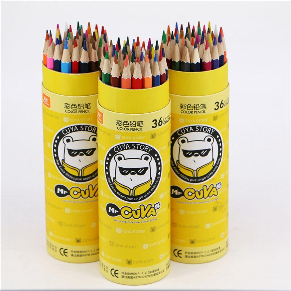 Bộ bút chì màu Khô 12/24/36 màu Ống tròn dễ thương BCM02