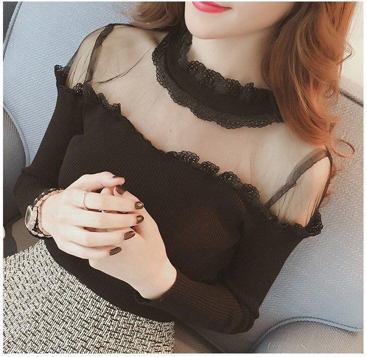 Áo len nữ cổ phối ren - Áo len nữ
