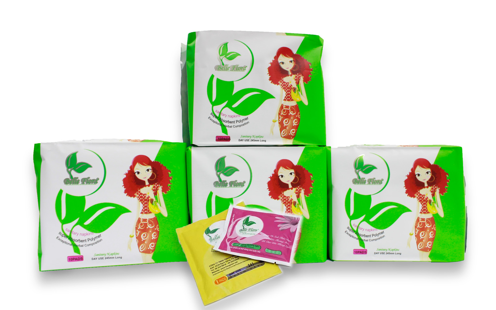 Bộ 4 gói bvs ban ngày lưới belle flora