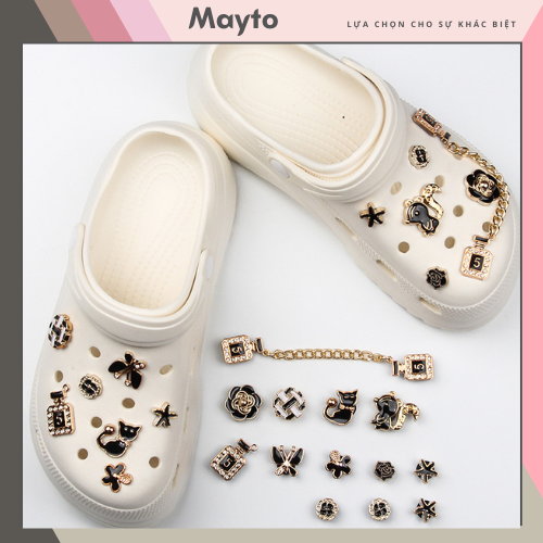 Bộ 13 Jibbitz, Sticker, Charm 3D chủ đề Bling mèo đen DIY Mayto nhựa cứng gắn Dép Crocs, Cross, Dép Sục, Cá Sấu JB-67