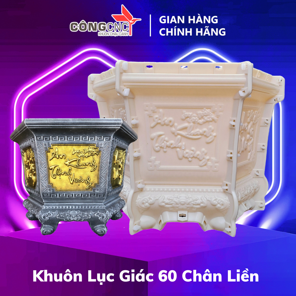Khuôn đúc chậu lục giác 60 chân liền