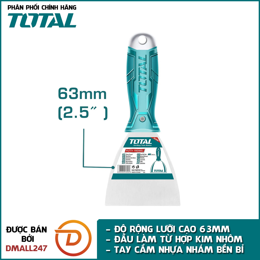 Cây bay sủi cạo sơn kim loại TOTAL 63mm THT836326- Hợp kim nhôm, loại bỏ sơn, gỉ sét