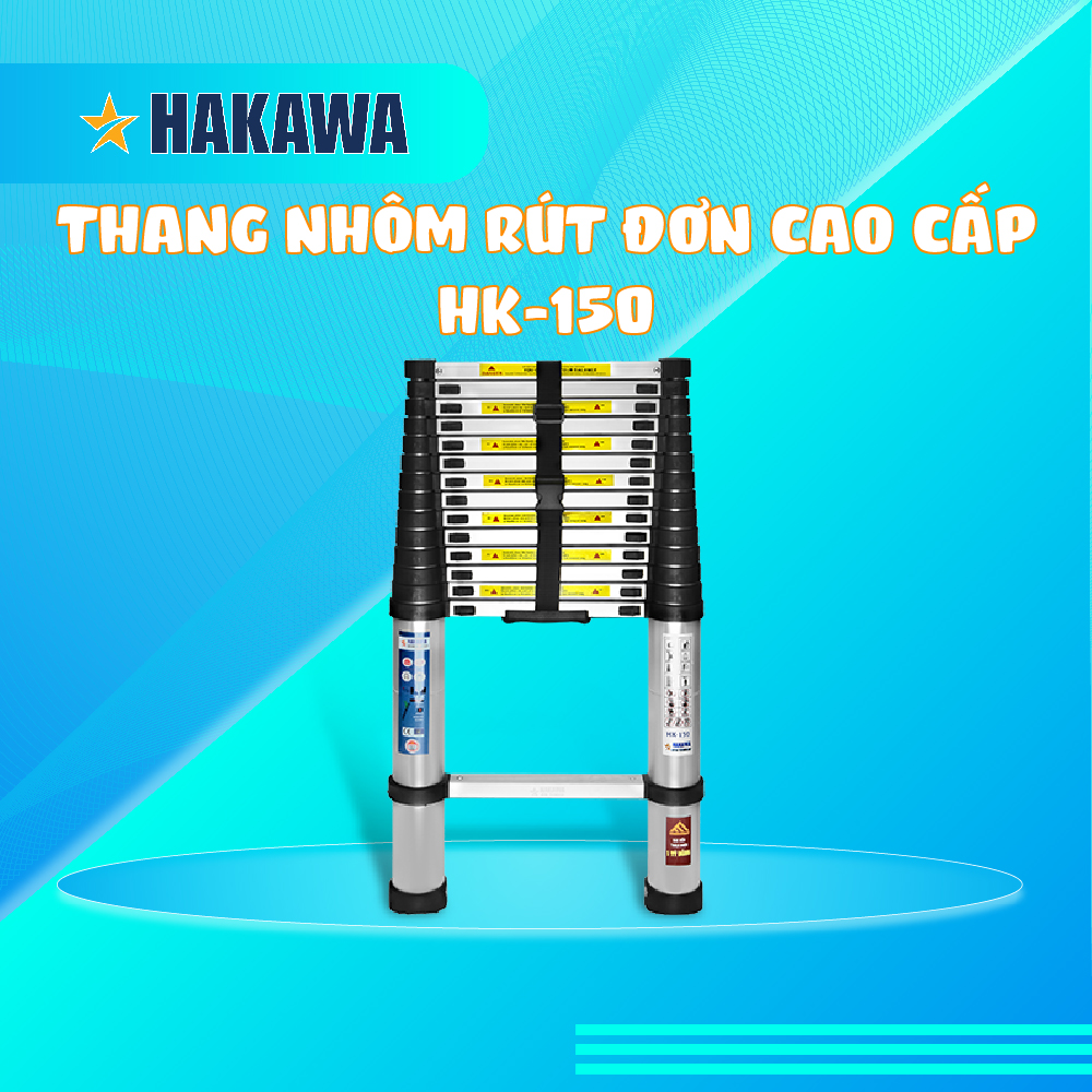 THANG NHÔM RÚT ĐƠN XẾP GỌN CAO CẤP HAKAWA HK-150 (5M) - HÀNG CHÍNH HÃNG - BẢO HÀNH 2 NĂM