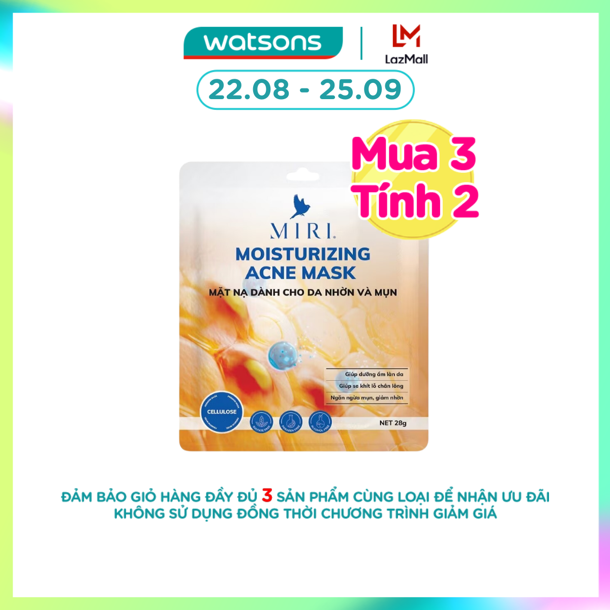 Mặt nạ miri moisturizing acne mask dành cho da nhờn và mụn 28g