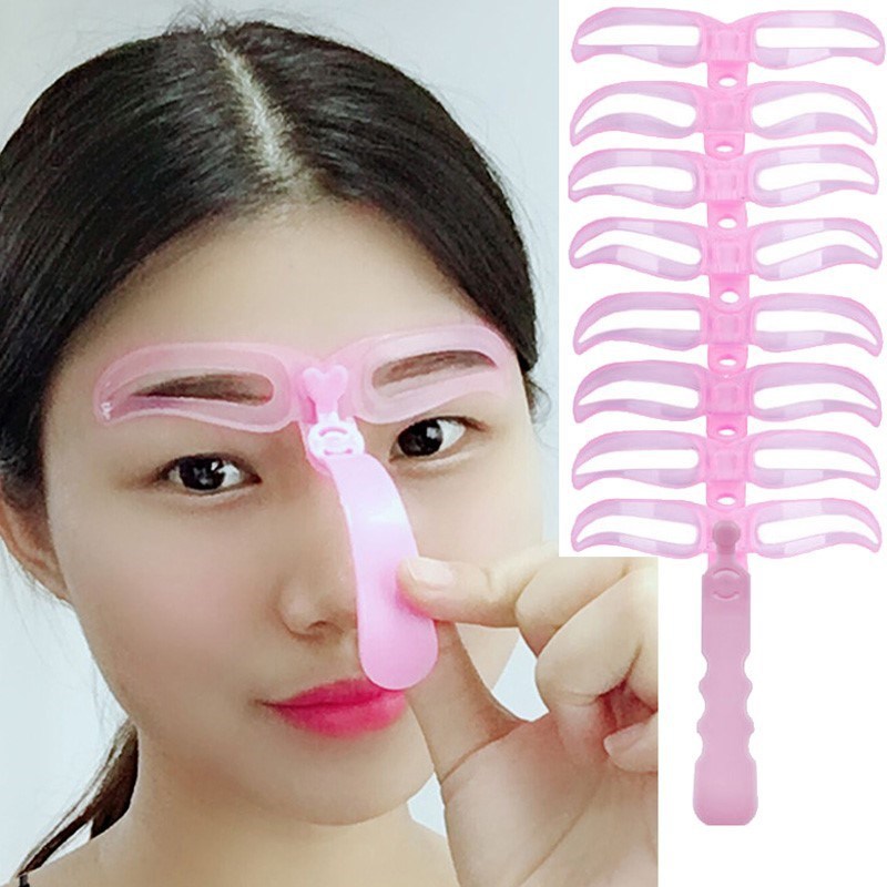 [HCM]Combo 8 Khuôn vẽ chân mày màu hồng