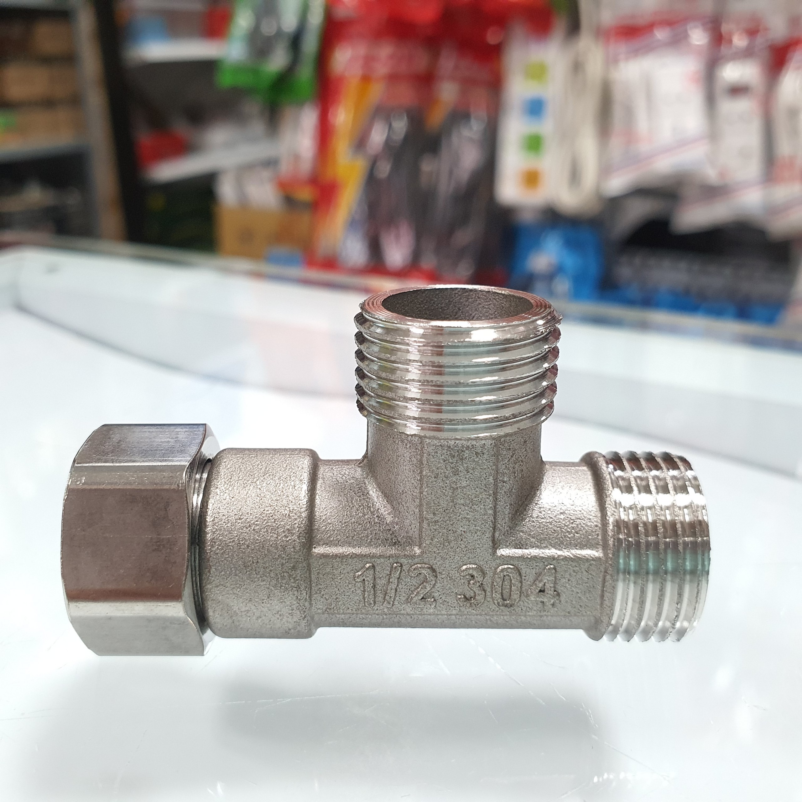 Tê cầu, tê vệ sinh inox 304 ren trong 21, ren ngoài 21