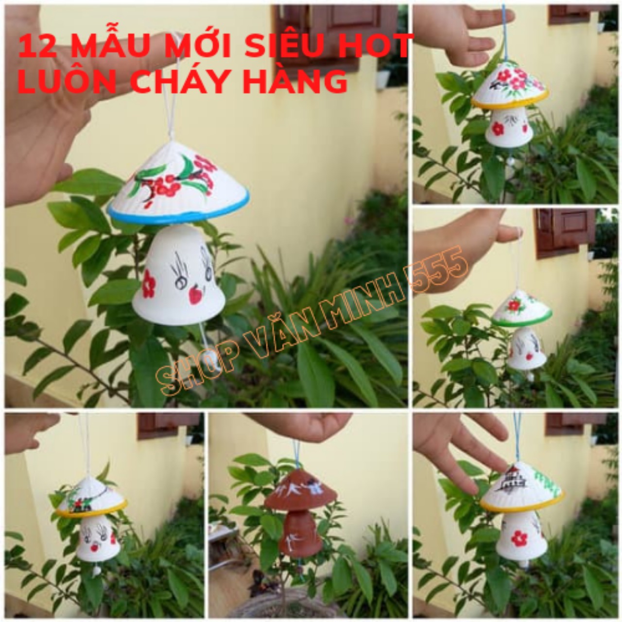 Chuông gió bát tràng chất liệu gốm sứ mẫu mới dùng trang trí nhà cửa