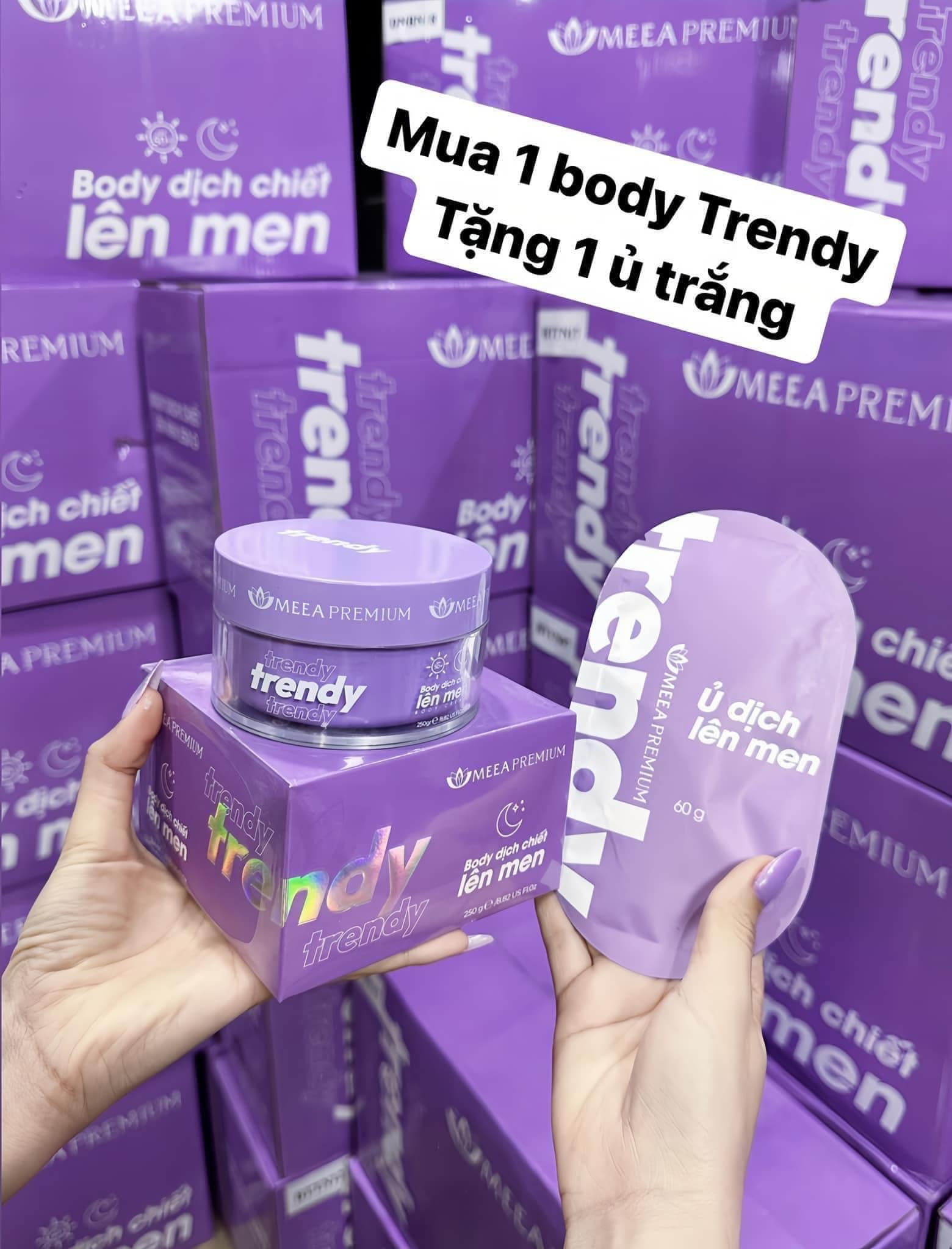 Kem body trendy dịch chiết lên men meea organic tặng ủ trắng