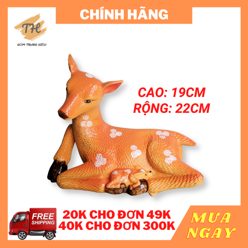 Tượng Nai gốm Bát Tràng dài 22cm