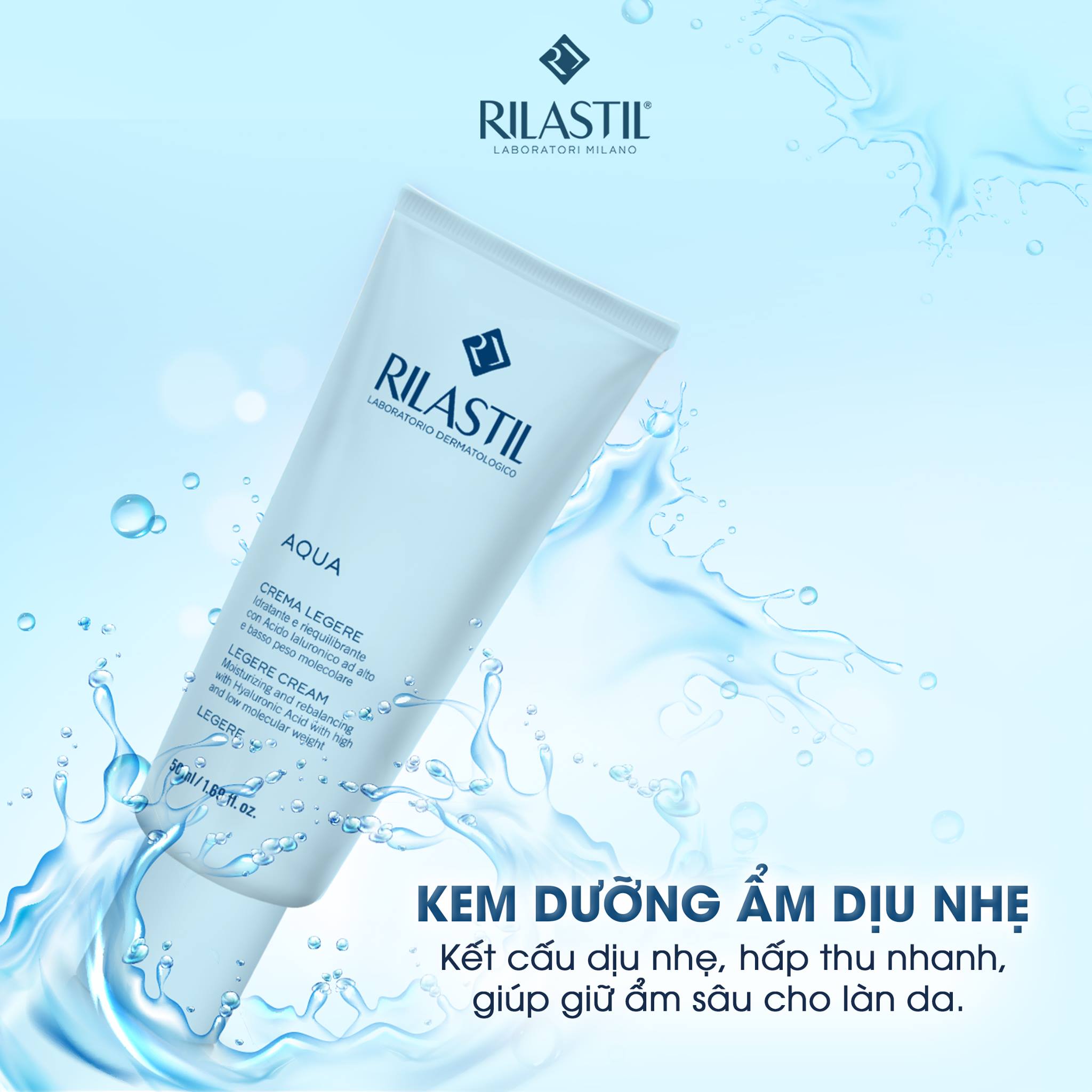 Kem dưỡng ẩm da Rilastil Aqua Legere Cream 50ml