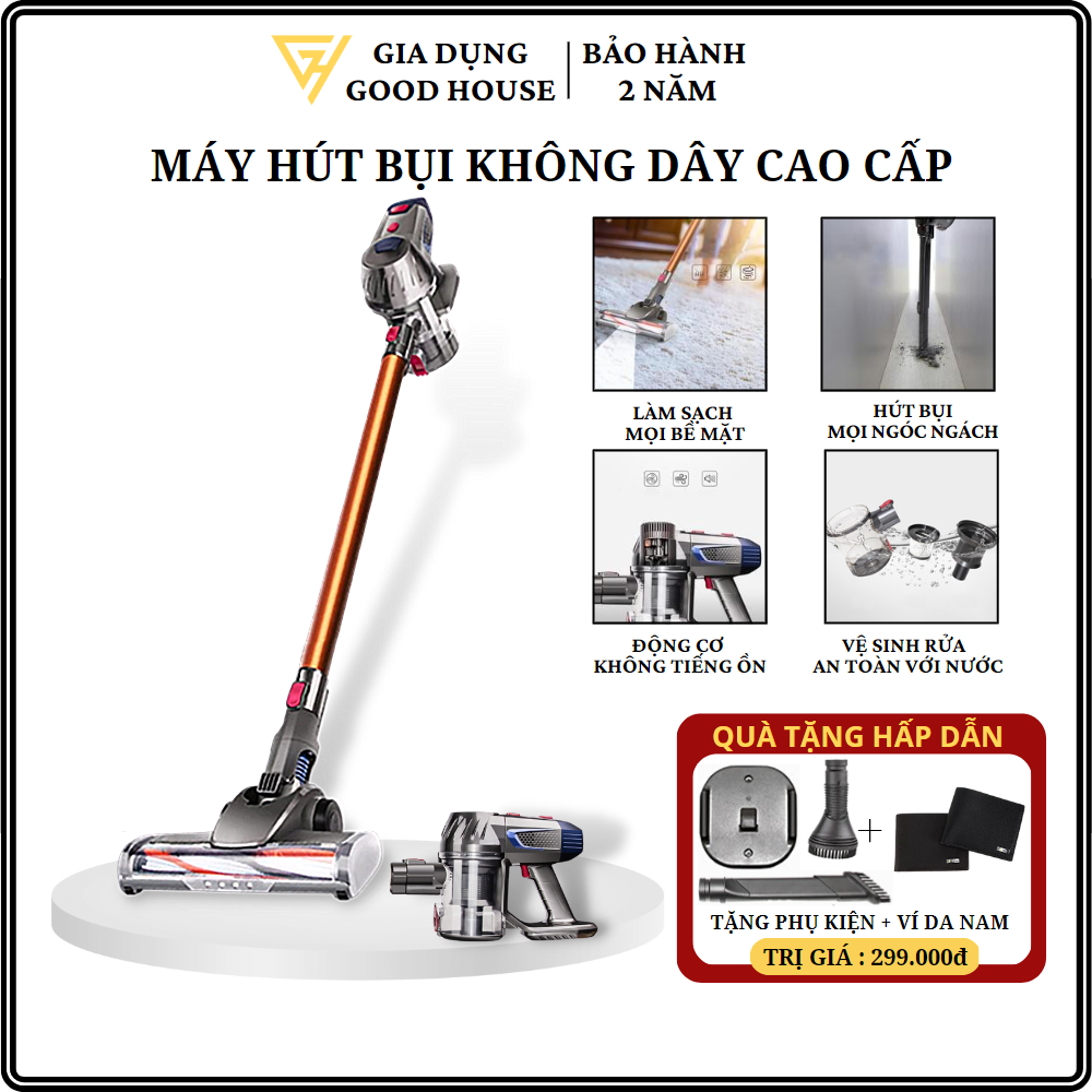 Máy hút bụi cầm tay không dây cao cấp, máy hút bụi gia đình đa năng giúp dọn dẹp và loại bỏ bụi bẩn ở mọi ngóc ngách trong gia đình.