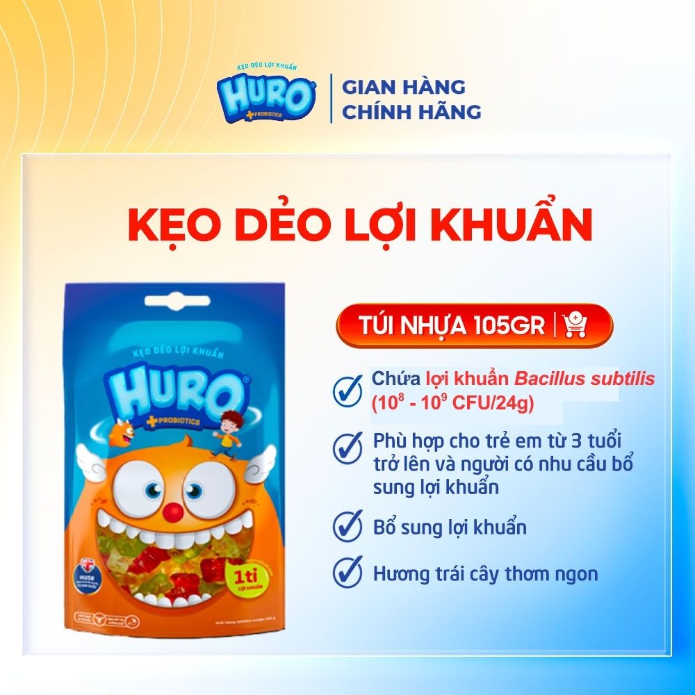  Kẹo Dẻo Lợi Khuẩn HURO PROBIOTICS Túi 105g 