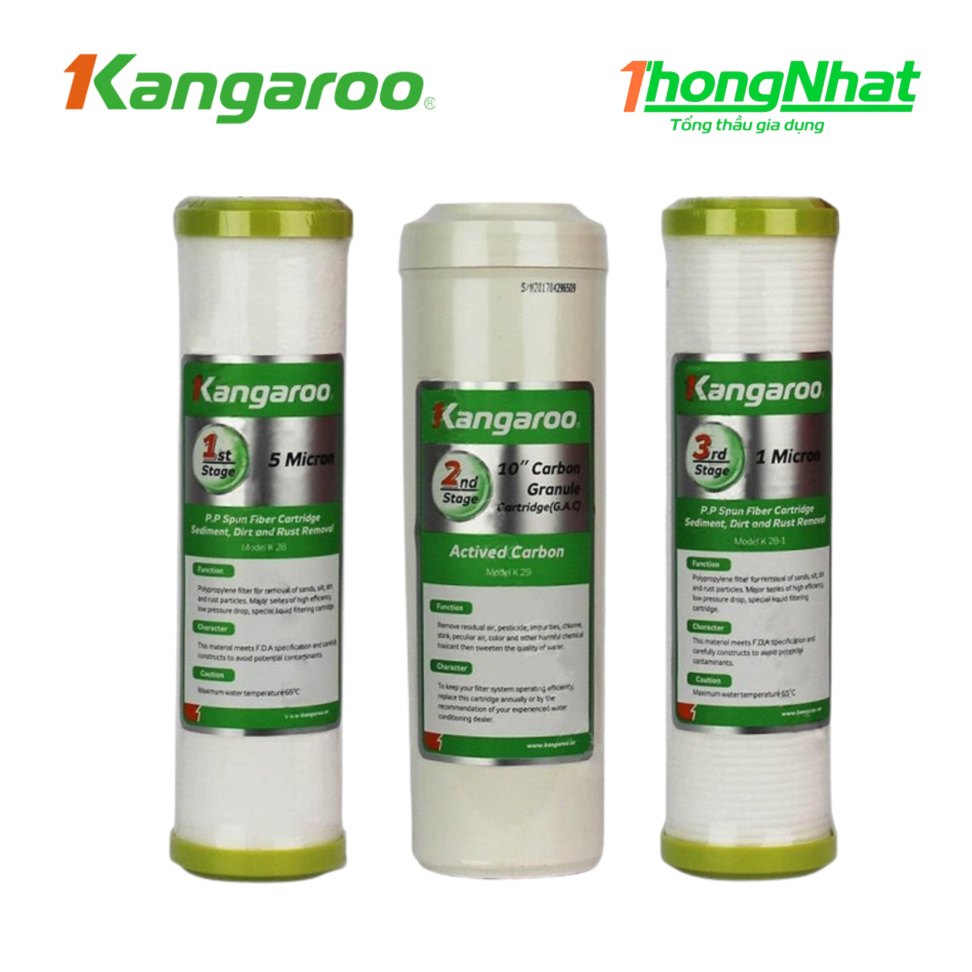 Bộ 123 lõi lọc nước kangaroo - lõi lọc chính hãng