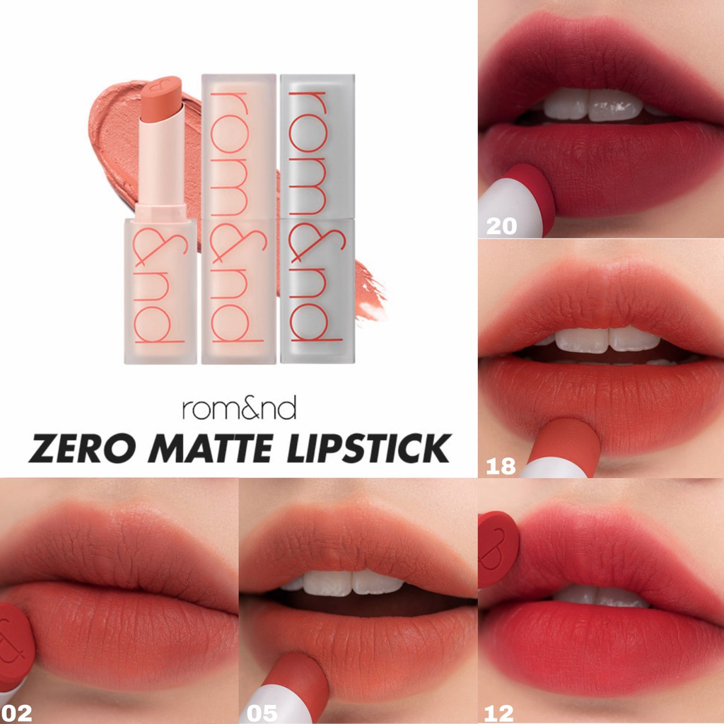 Son Thỏi Lì, Lên Màu Siêu Xinh Romand Zero Matte Lipstick 3g