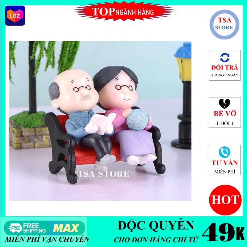 Tiểu cảnh mini Cặp đôi Ông Bà ngồi ghế trang trí tiểu cảnh sen đá/chậu cây mini/terrarium/hồ cá/bonsai/hòn non bộ/sen đá/xương rồng TSA STORE