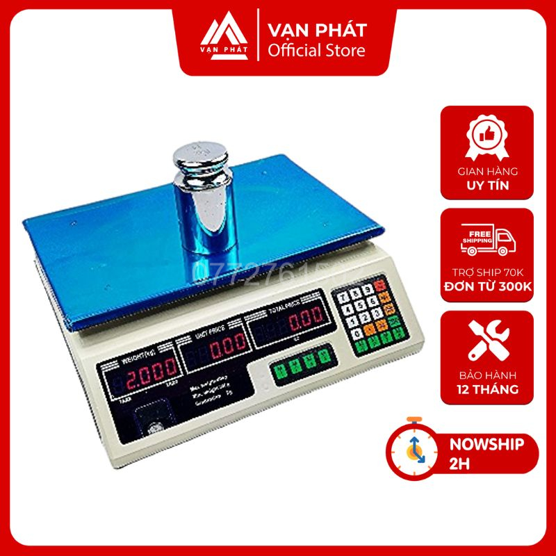 Cân điện tử tính tiền 30kg , cân điện tử 40 kg , cân điện tử lưu được 7 giá tiền nhanh chính xác( bảo hành 1 năm)