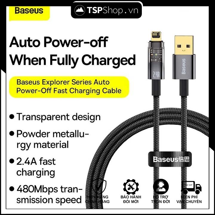 Cáp Sạc Lightning Tự Ngắt Gen2 Baseus Explorer Series dùng cho iPhone