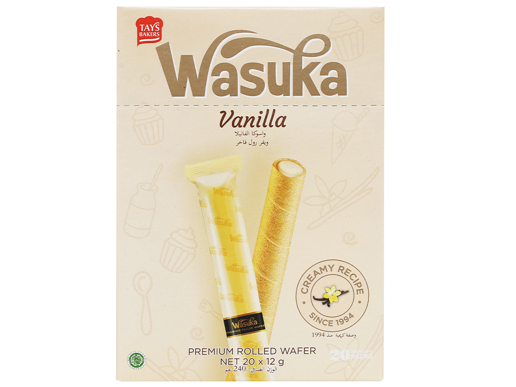 Bánh Quế Wasuka Premium Rolled Wafer Vị Vani