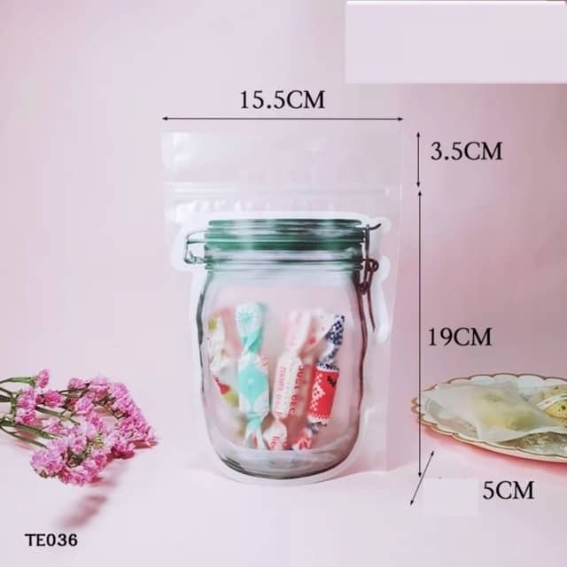 Túi zip đựng bánh kẹo hình lọ thủy tinh