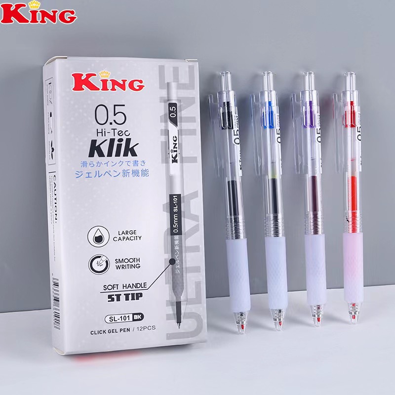 Hộp 12 Cây Viết Bấm King 101 Chất Lượng Tốt Ngòi 0.5mm ( Mực Không Xoá Được )