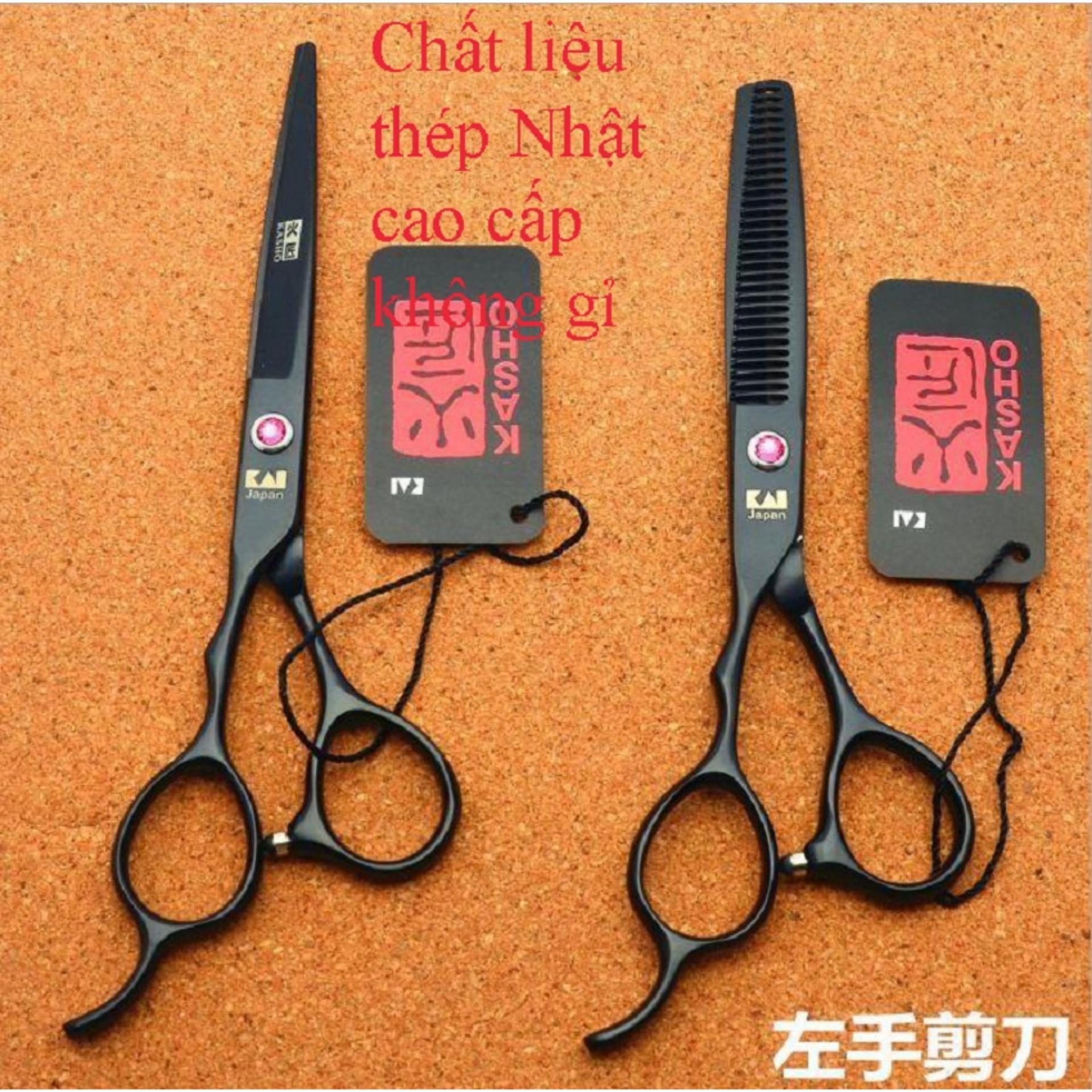 Kéo cắt tóc, bộ kéo cắt tóc tay trái chuyên nghiệp nhật có bao kéo xịn kasho vqa4. tông đơ shop.