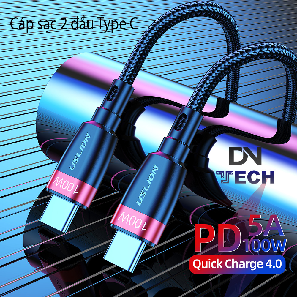 Cáp sạc nhanh type c sang type c PD 60W Uslion chính hãng - chuyền dữ liệu, Sạc nhanh QC 4.0, dây dù cao cấp, 1 mét - Dùng cho samsung, iphone, apple, xiaomi - bảo hành 1 tháng